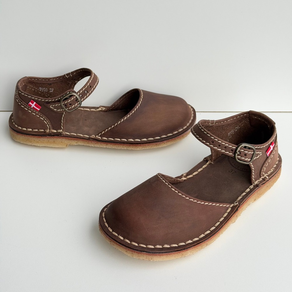 Duckfeet Mols Mary Jane Shoes Womens 37 Brown Leather Flat Crepe Sole Barefoot